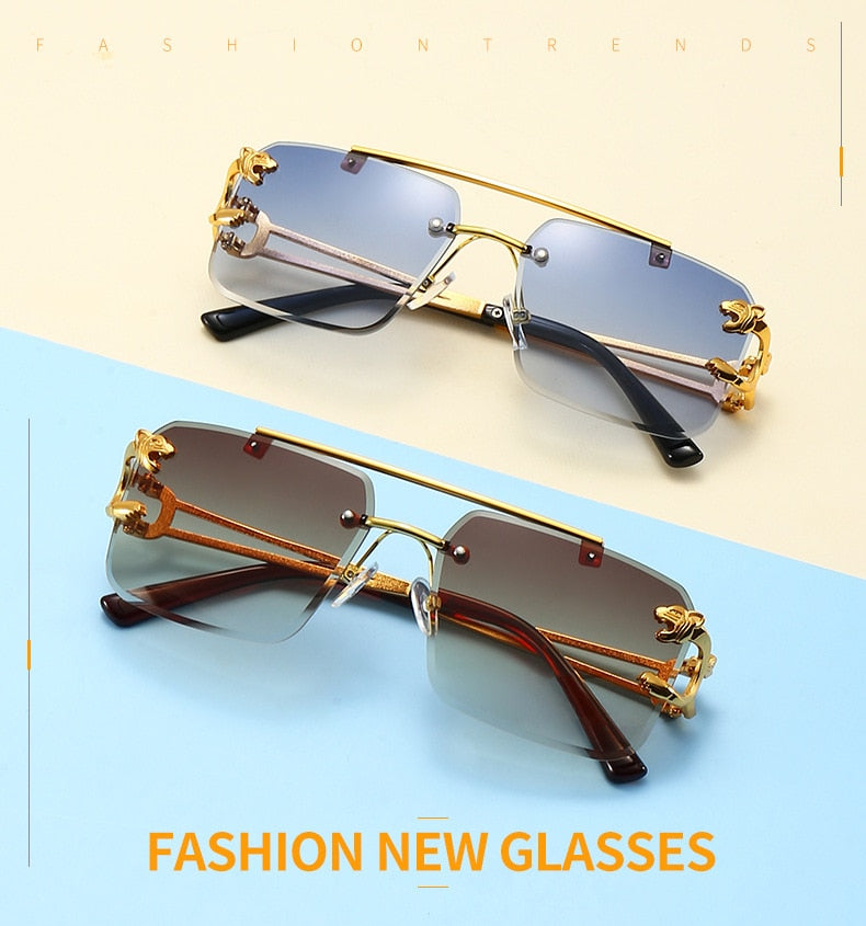 Unisex Vintage UV400 Double Bridge Gradient Rimless Square Sunglasses - Unisex Sunglasses - DYAVOR®