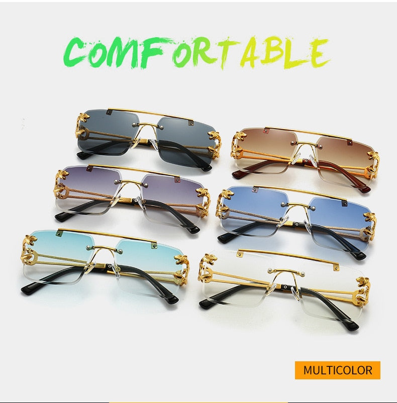 Unisex Vintage UV400 Double Bridge Gradient Rimless Square Sunglasses - Unisex Sunglasses - DYAVOR®