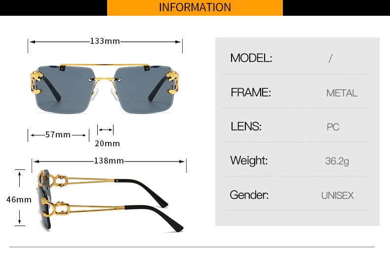 Unisex Vintage UV400 Double Bridge Gradient Rimless Square Sunglasses - Unisex Sunglasses - DYAVOR®