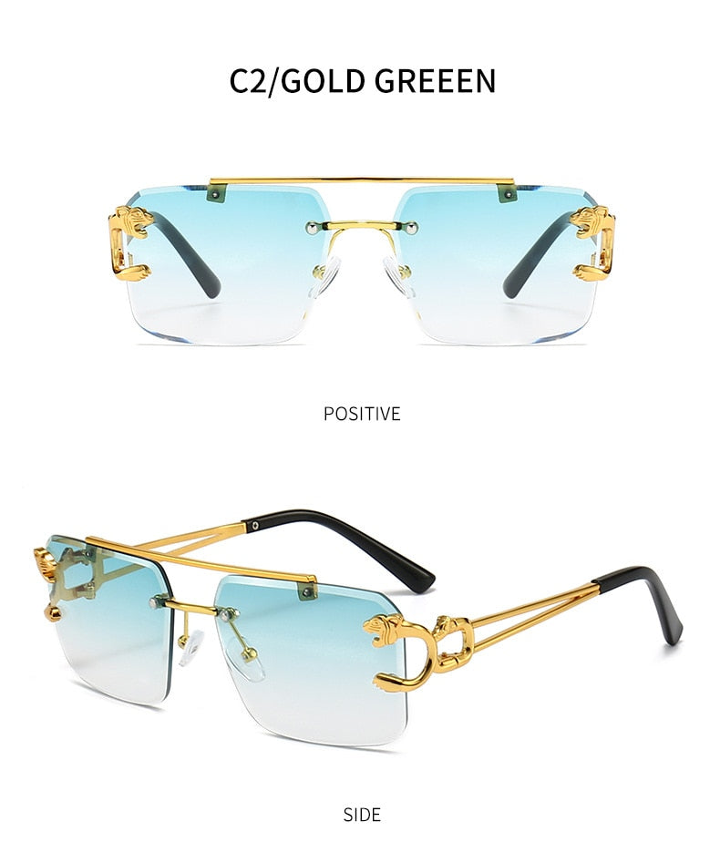 Unisex Vintage UV400 Double Bridge Gradient Rimless Square Sunglasses - Unisex Sunglasses - DYAVOR®