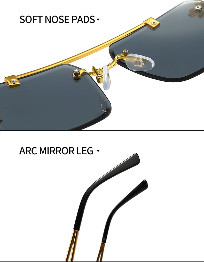 Unisex Vintage UV400 Double Bridge Gradient Rimless Square Sunglasses - Unisex Sunglasses - DYAVOR®