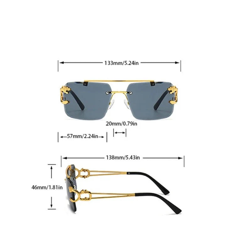 Unisex Vintage UV400 Double Bridge Gradient Rimless Square Sunglasses - Unisex Sunglasses - DYAVOR®