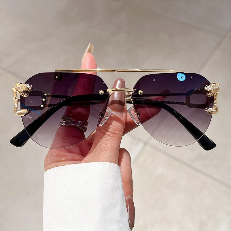 Unisex Vintage UV400 Double Bridge Gradient Rimless Partywear Sunglasses - Unisex Sunglasses - DYAVOR®