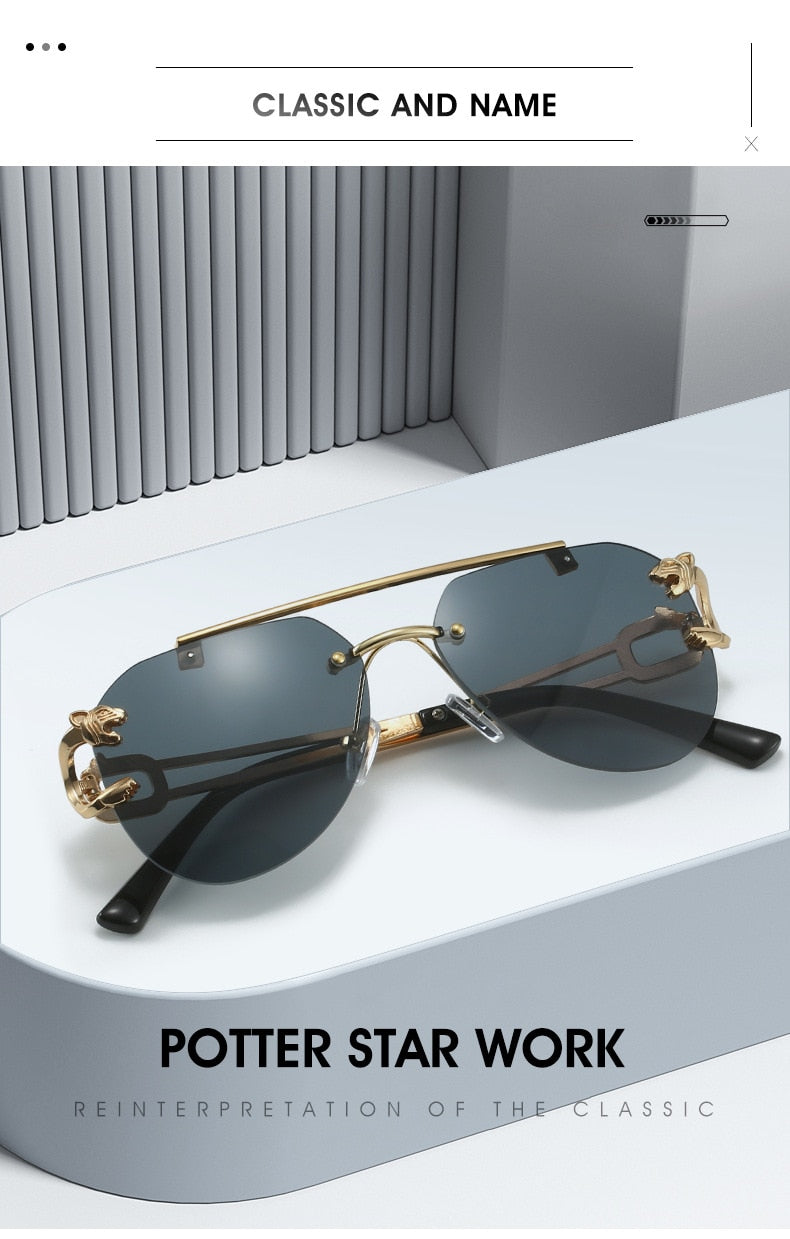 Unisex Vintage UV400 Double Bridge Gradient Rimless Partywear Sunglasses - Unisex Sunglasses - DYAVOR®