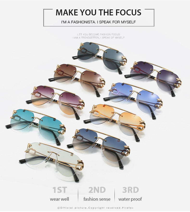 Unisex Vintage UV400 Double Bridge Gradient Rimless Partywear Sunglasses - Unisex Sunglasses - DYAVOR®