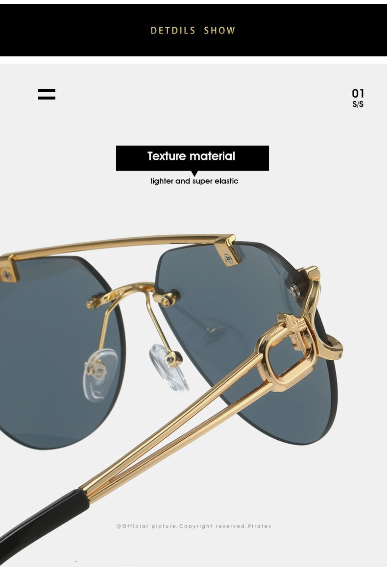 Unisex Vintage UV400 Double Bridge Gradient Rimless Partywear Sunglasses - Unisex Sunglasses - DYAVOR®