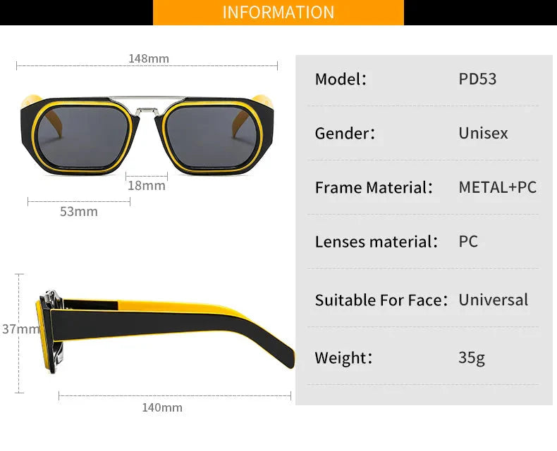 Vintage Steampunk Style Anti-UV Square Sunglasses for Men and Women - Unisex Sunglasses - DYAVOR®