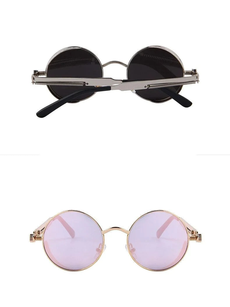 Vintage Steampunk Round Design Sunglasses for Women with UV400 Lenses