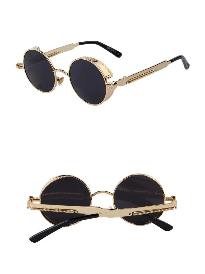 Vintage Steampunk Round Design Sunglasses for Women with UV400 Lenses