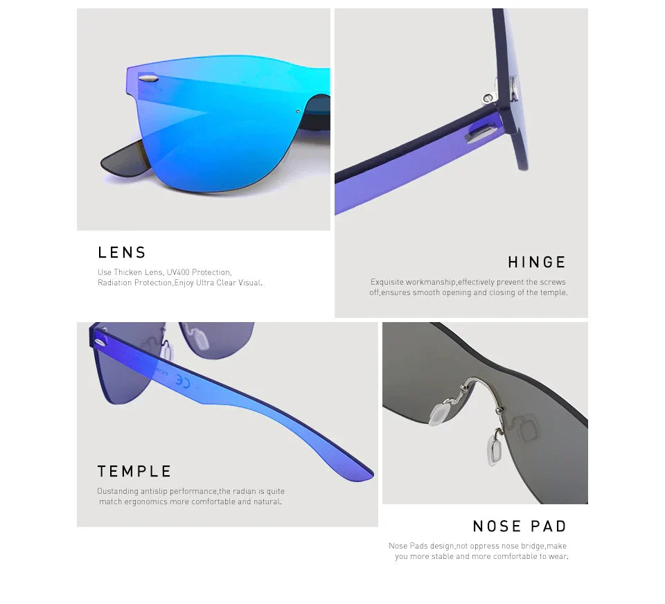 Vintage Style Men and Women Flat Lens Rimless Square Frame Oculos Sunglasses - Unisex Sunglasses - DYAVOR®