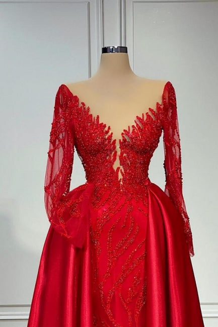 Vintage V-neck Lace Long Sleeves A-Line Prom Dresses Evening Gown - Prom Dresses - DYAVOR®