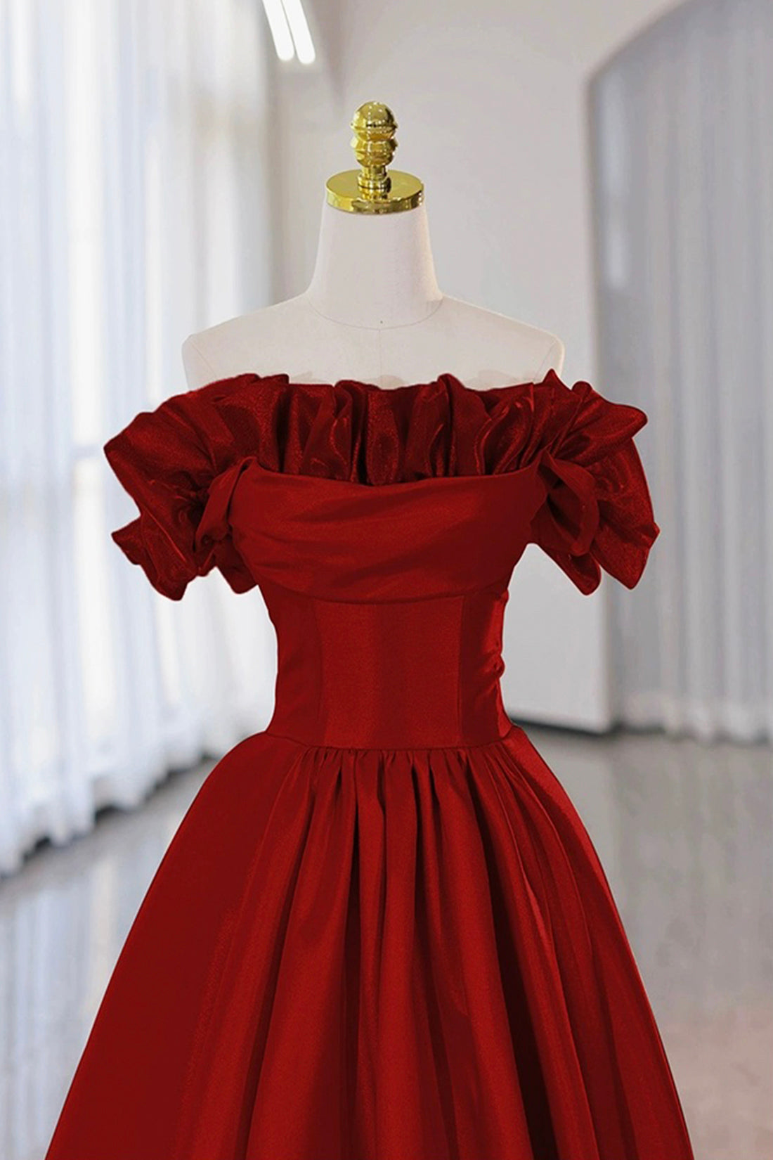 Milan | Burgundy Strapless Satin Long Prom Dress, A-Line Evening Party Dress - Prom Dress - DYAVOR®