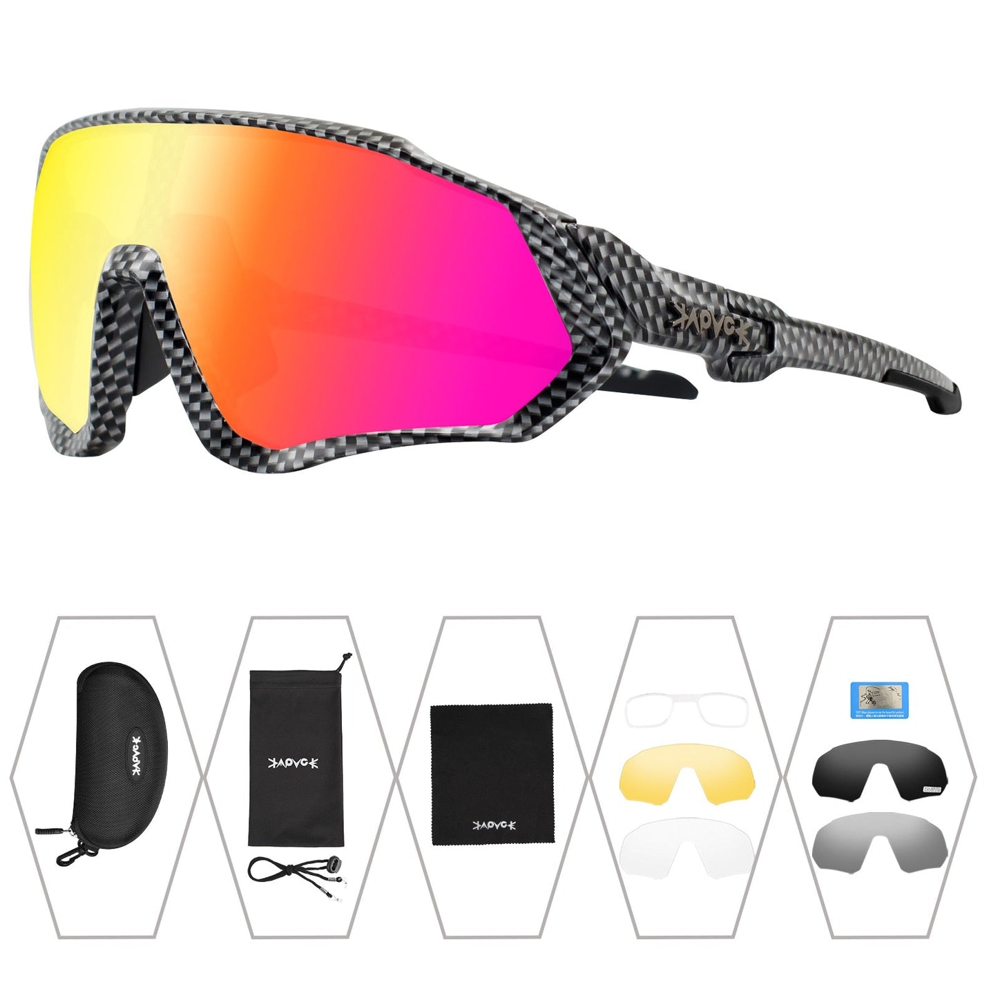 Unisex 5-Lens Polarized Mountain Road Bike Riding Cycling Sunglasses - Unisex Sunglasses - DYAVOR®