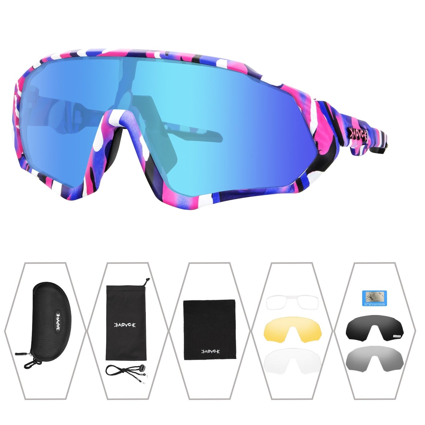 Unisex 5-Lens Polarized Mountain Road Bike Riding Cycling Sunglasses - Unisex Sunglasses - DYAVOR®