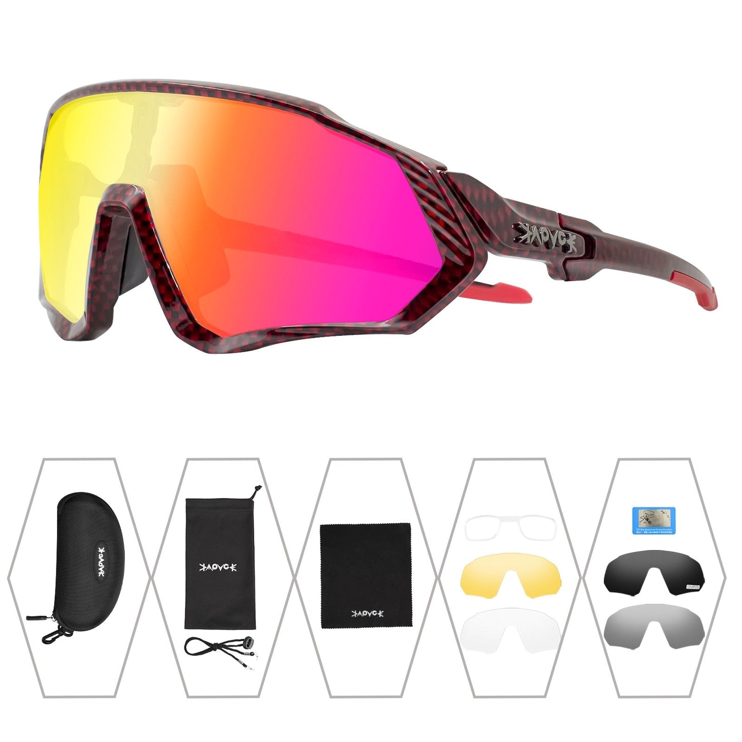 Unisex 5-Lens Polarized Mountain Road Bike Riding Cycling Sunglasses - Unisex Sunglasses - DYAVOR®