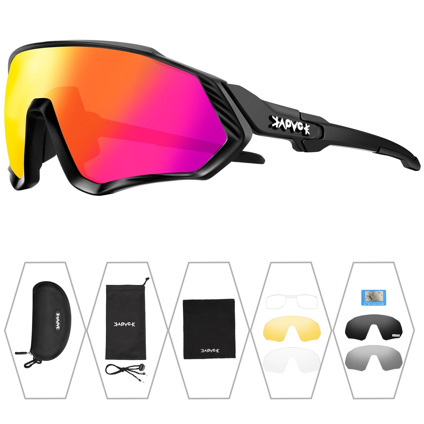Unisex 5-Lens Polarized Mountain Road Bike Riding Cycling Sunglasses - Unisex Sunglasses - DYAVOR®