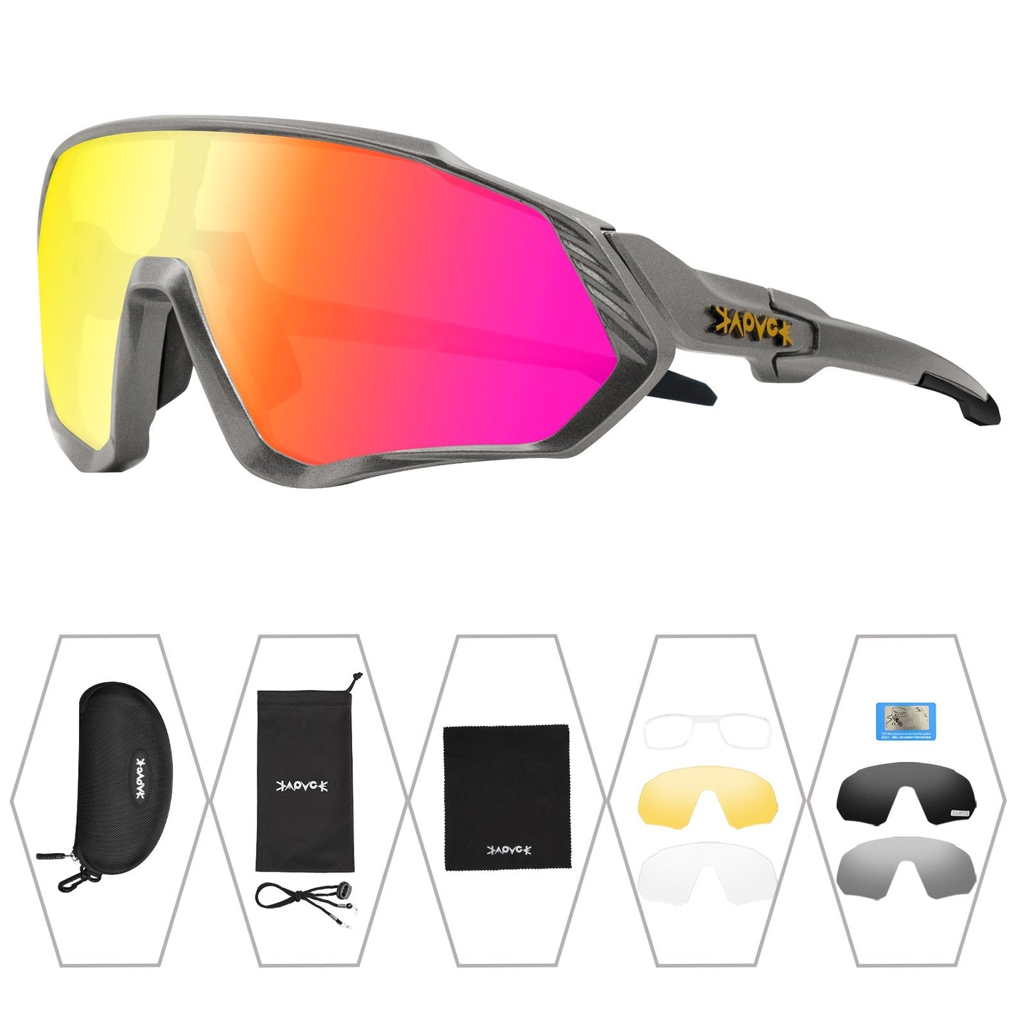 Unisex 5-Lens Polarized Mountain Road Bike Riding Cycling Sunglasses