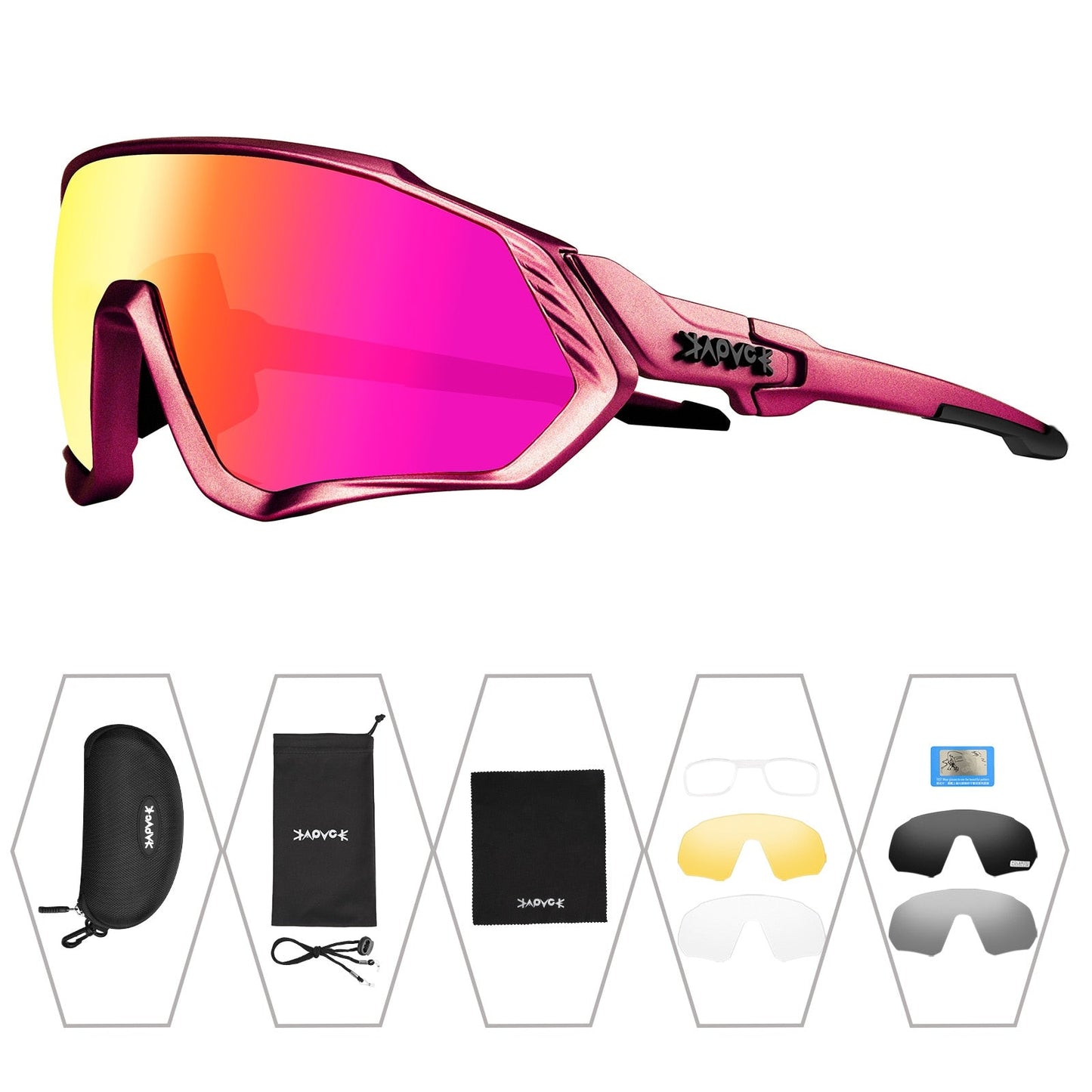 Unisex 5-Lens Polarized Mountain Road Bike Riding Cycling Sunglasses