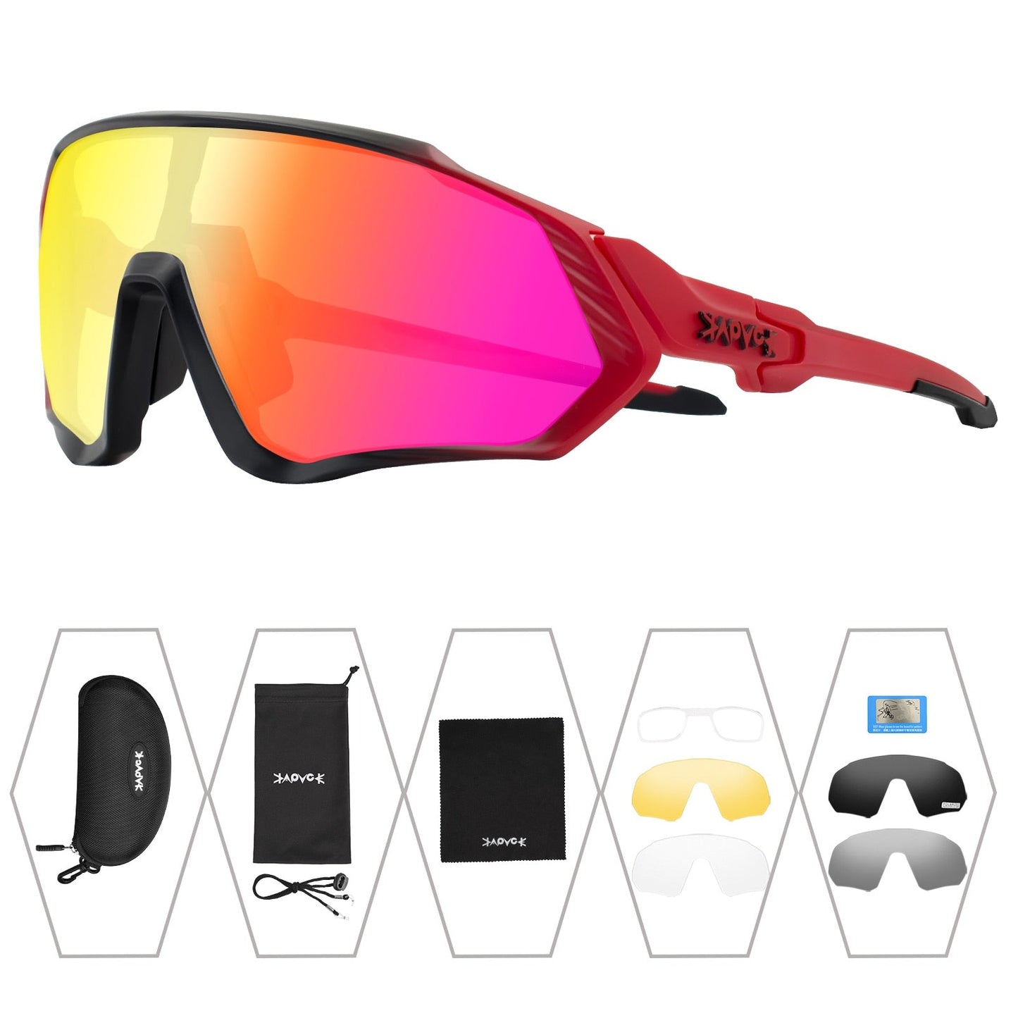 Unisex 5-Lens Polarized Mountain Road Bike Riding Cycling Sunglasses