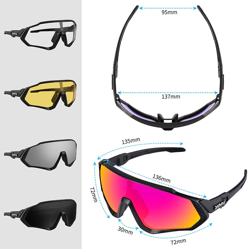 Unisex 5-Lens Polarized Mountain Road Bike Riding Cycling Sunglasses