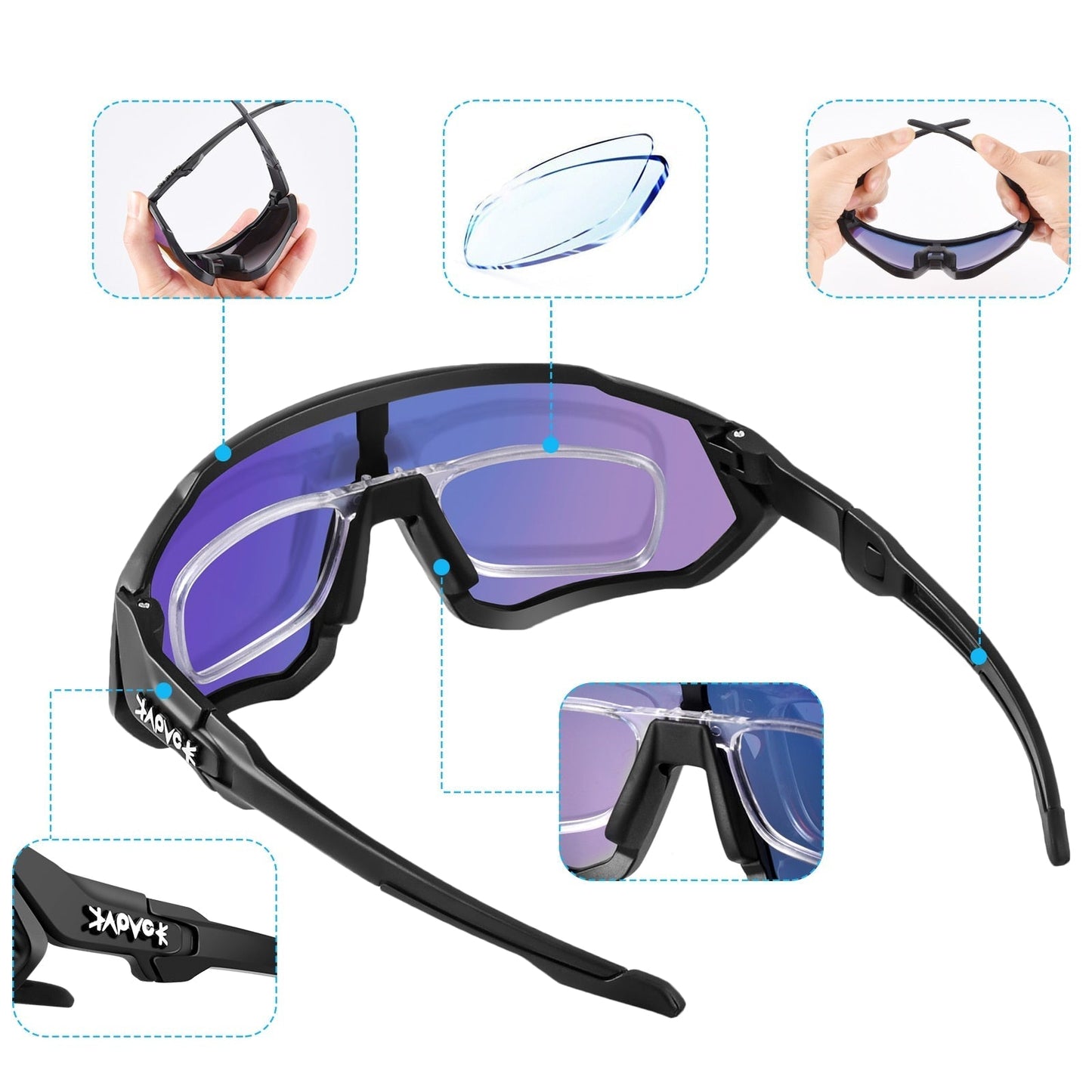 Unisex 5-Lens Polarized Mountain Road Bike Riding Cycling Sunglasses