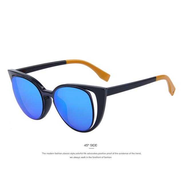Women's Cat Eye Fashion Pierced Retro Sunglasses with Mirror Lens - Women Sunglasses - DYAVOR®