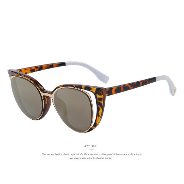 Women's Cat Eye Fashion Pierced Retro Sunglasses with Mirror Lens - Women Sunglasses - DYAVOR®