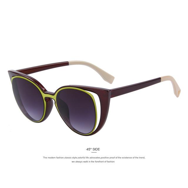 Women's Cat Eye Fashion Pierced Retro Sunglasses with Mirror Lens - Women Sunglasses - DYAVOR®