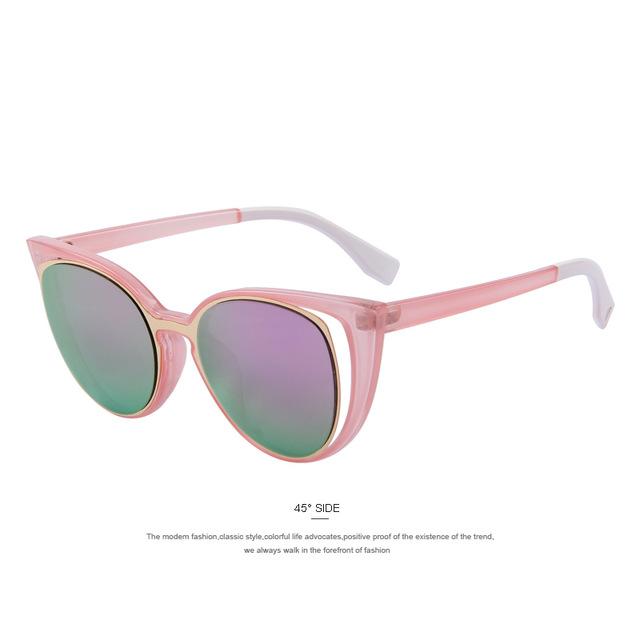 Women's Cat Eye Fashion Pierced Retro Sunglasses with Mirror Lens - Women Sunglasses - DYAVOR®
