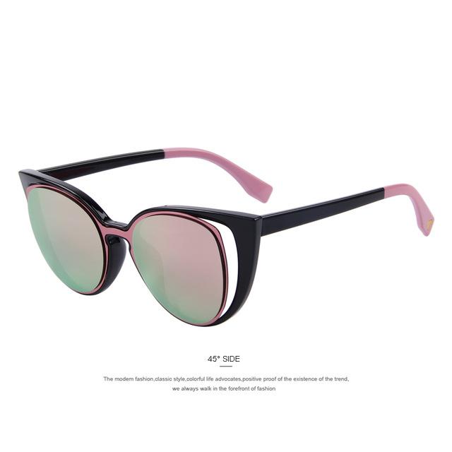 Women's Cat Eye Fashion Pierced Retro Sunglasses with Mirror Lens - Women Sunglasses - DYAVOR®