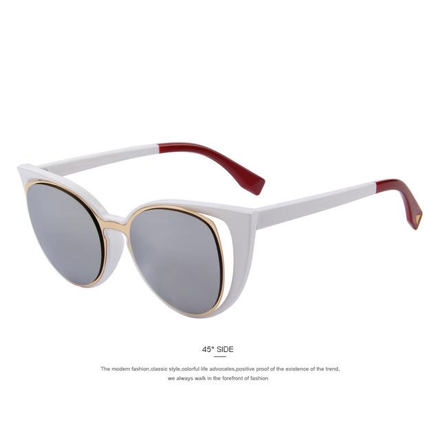 Women's Cat Eye Fashion Pierced Retro Sunglasses with Mirror Lens - Women Sunglasses - DYAVOR®