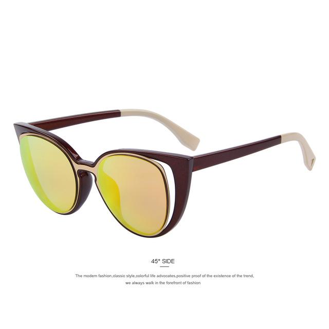 Women's Cat Eye Fashion Pierced Retro Sunglasses with Mirror Lens - Women Sunglasses - DYAVOR®