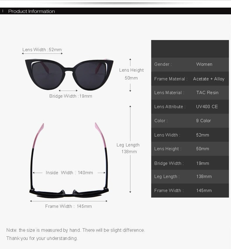 Women's Cat Eye Fashion Pierced Retro Sunglasses with Mirror Lens - Women Sunglasses - DYAVOR®