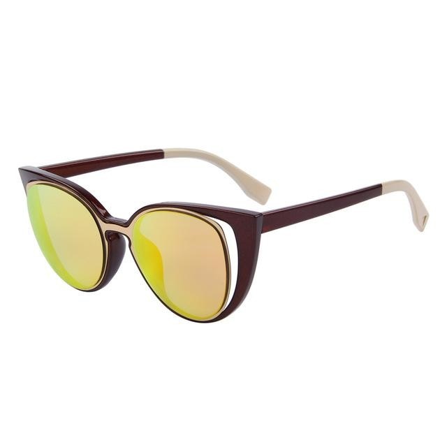 Women's Cat Eye Fashion Pierced Retro Sunglasses with Mirror Lens - Women Sunglasses - DYAVOR®