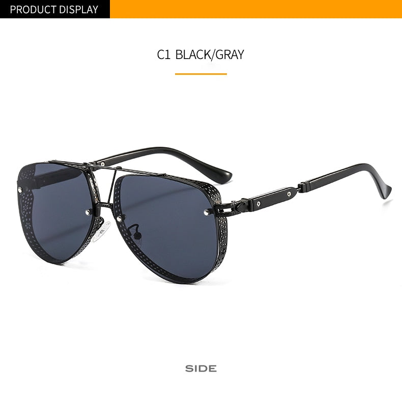 Women's Designer Metal Alloy Frame Hollow Pattern Oval Sunglasses - Women Sunglasses - DYAVOR®