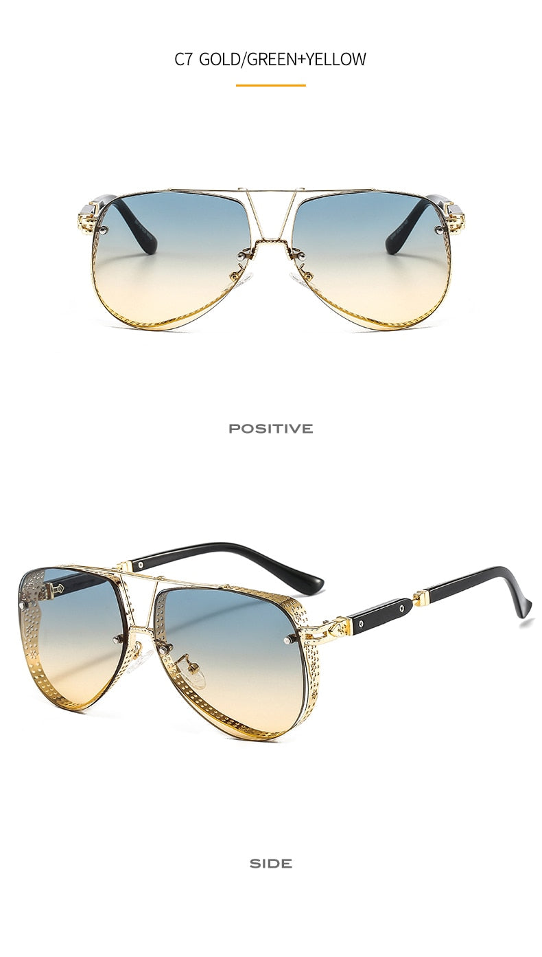 Women's Designer Metal Alloy Frame Hollow Pattern Oval Sunglasses - Women Sunglasses - DYAVOR®