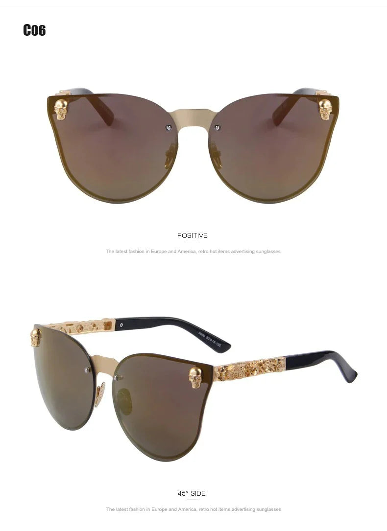 Women's Gothic Style Skull Frame Metal Sunglasses with UV400 Lenses - Women Sunglasses - DYAVOR®