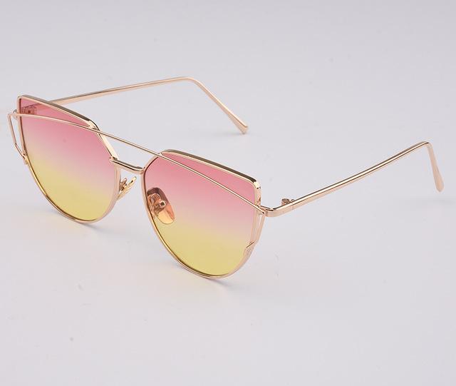 Women's Luxury Flat Top Cat Eye Twin Beam Gradient Lens Sunglasses - Women Sunglasses - DYAVOR®
