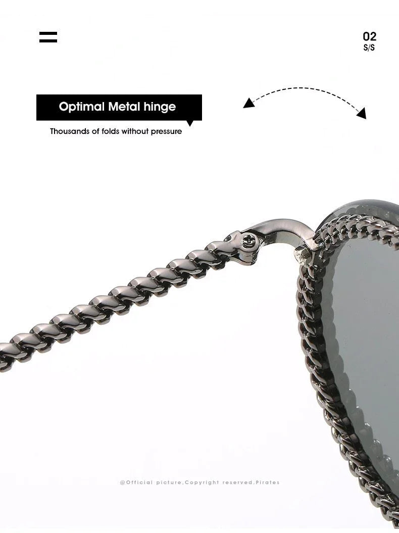 Women's Luxury Metal Chain Round Oversized Fashion Sunglasses - Women Sunglasses - DYAVOR®