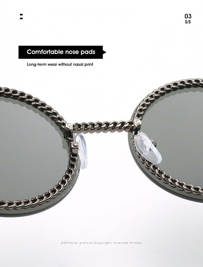 Women's Luxury Metal Chain Round Oversized Fashion Sunglasses - Women Sunglasses - DYAVOR®