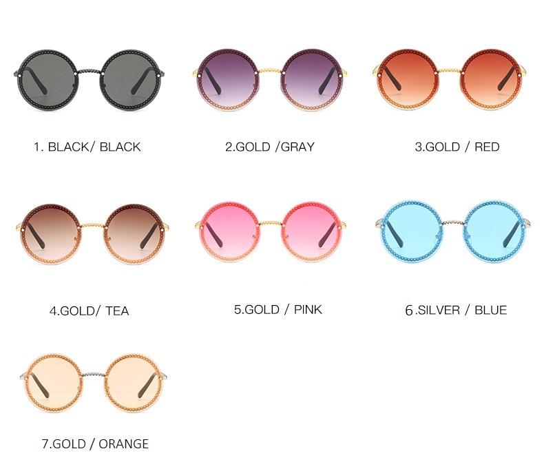 Women's Luxury Metal Chain Round Oversized Fashion Sunglasses - Women Sunglasses - DYAVOR®