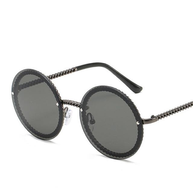 Women's Luxury Metal Chain Round Oversized Fashion Sunglasses - Women Sunglasses - DYAVOR®
