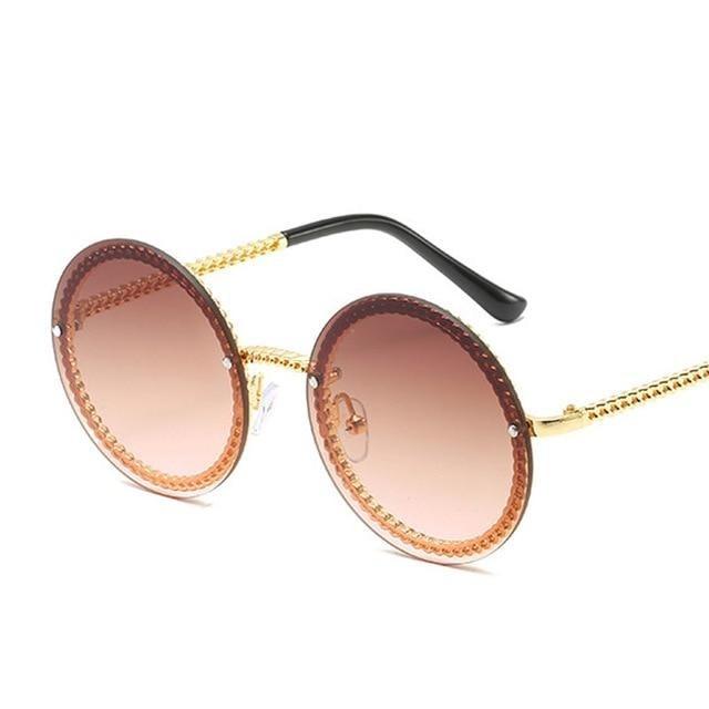 Women's Luxury Metal Chain Round Oversized Fashion Sunglasses - Women Sunglasses - DYAVOR®