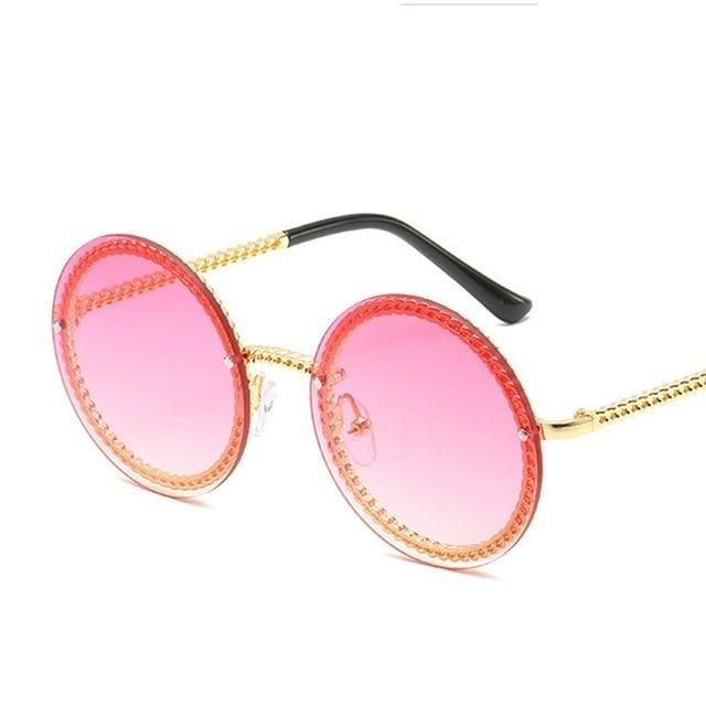 Women's Luxury Metal Chain Round Oversized Fashion Sunglasses - Women Sunglasses - DYAVOR®