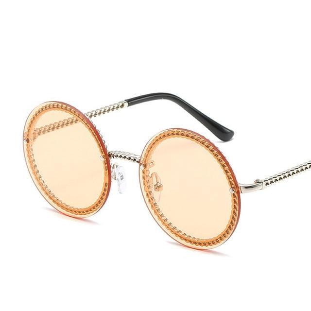 Women's Luxury Metal Chain Round Oversized Fashion Sunglasses - Women Sunglasses - DYAVOR®