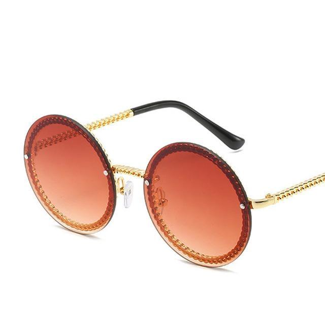 Women's Luxury Metal Chain Round Oversized Fashion Sunglasses - Women Sunglasses - DYAVOR®