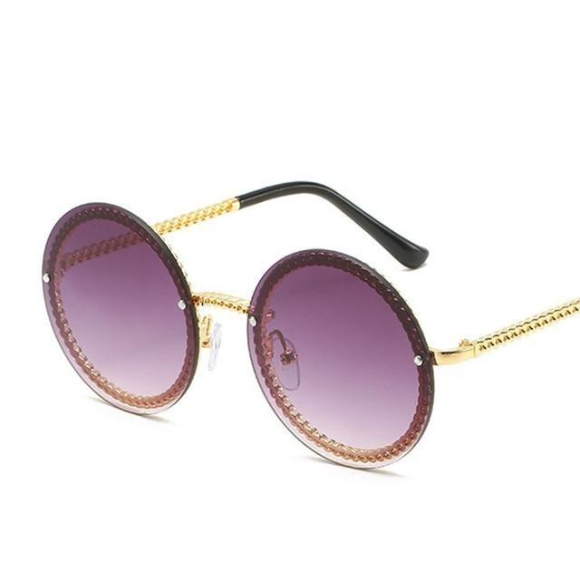 Women's Luxury Metal Chain Round Oversized Fashion Sunglasses - Women Sunglasses - DYAVOR®