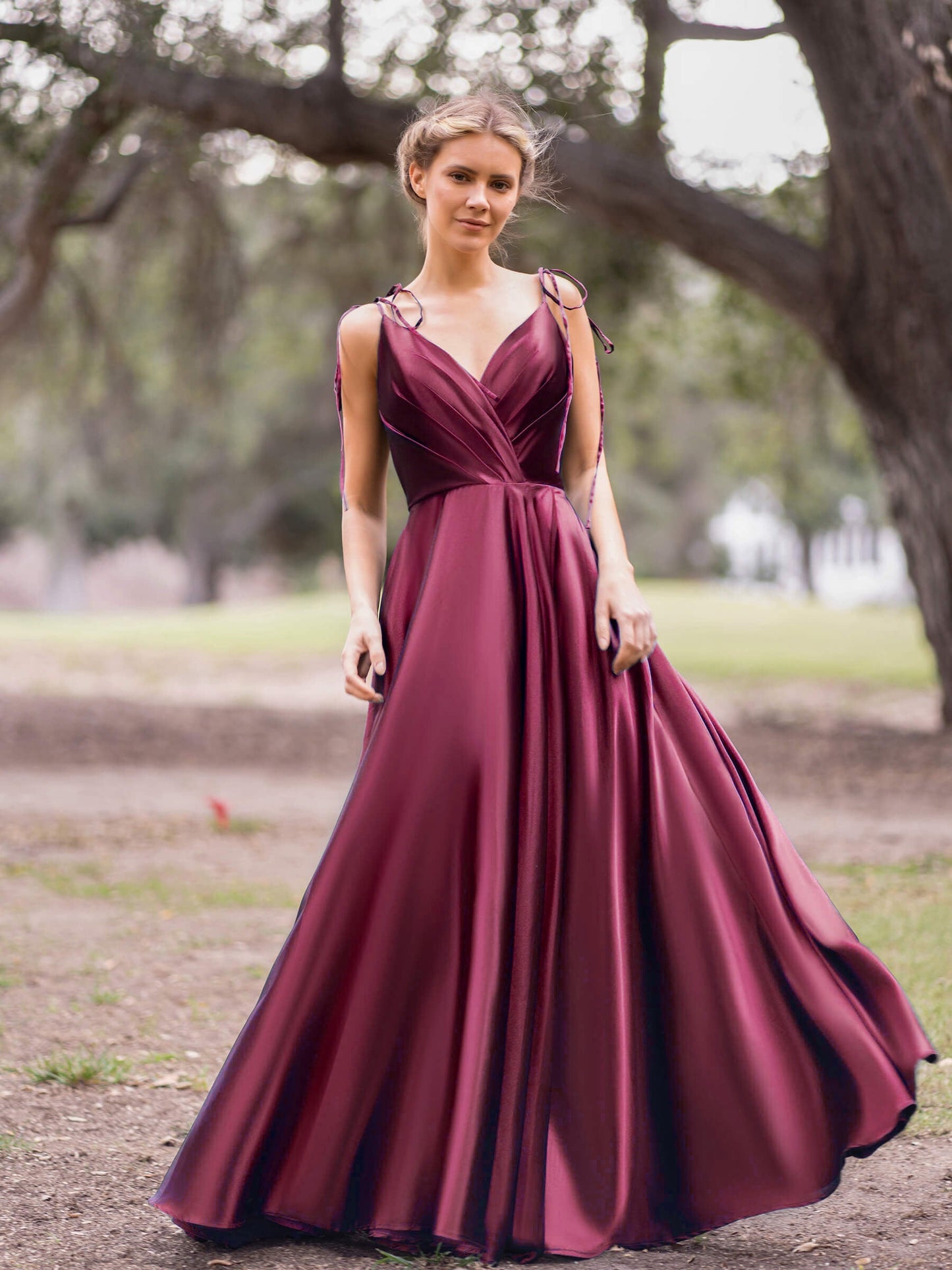 Wrap Satin A-Line Floor Length Evening Dress - Prom Dresses - DYAVOR®