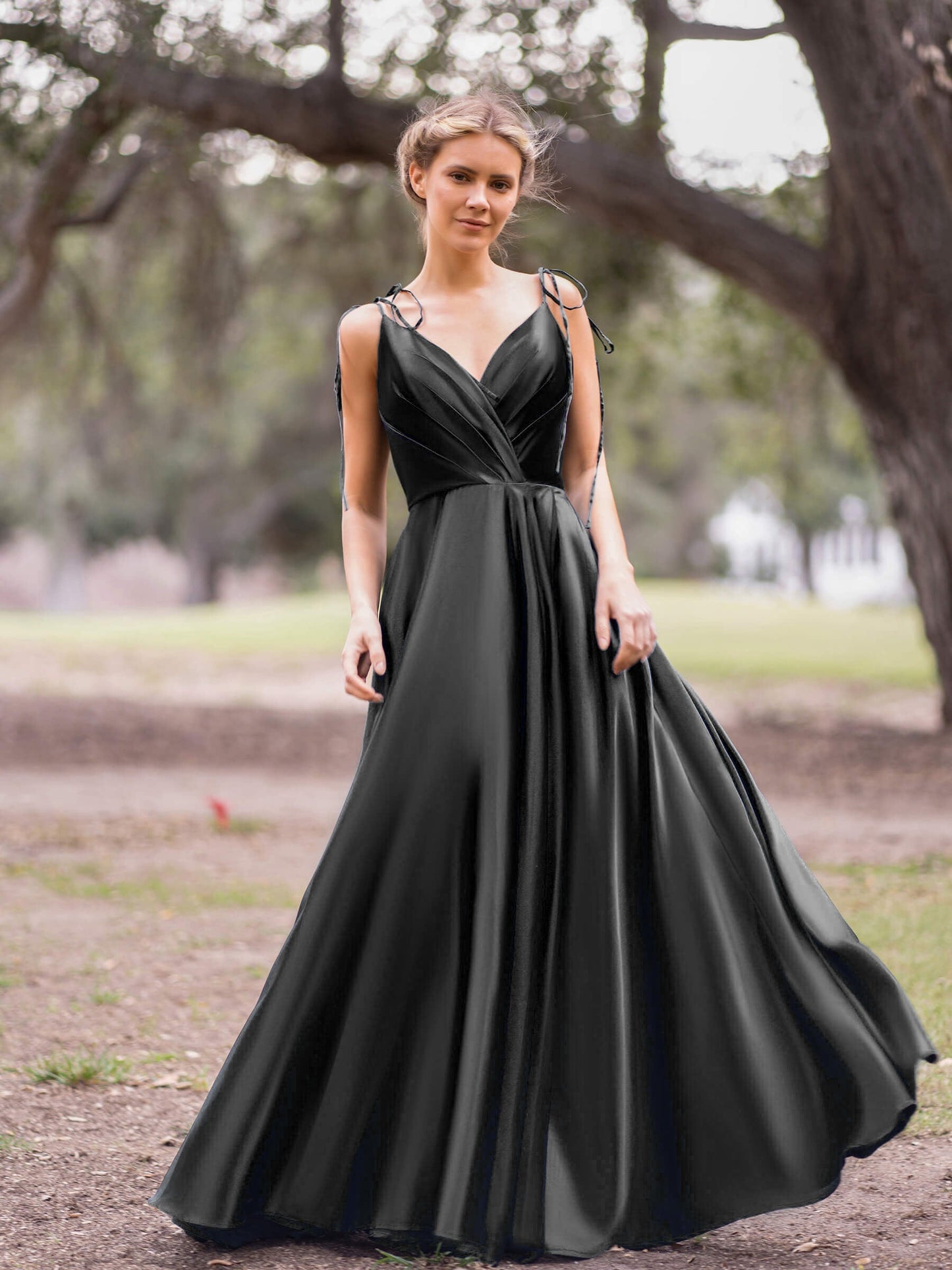 Wrap Satin A-Line Floor Length Evening Dress - Prom Dresses - DYAVOR®