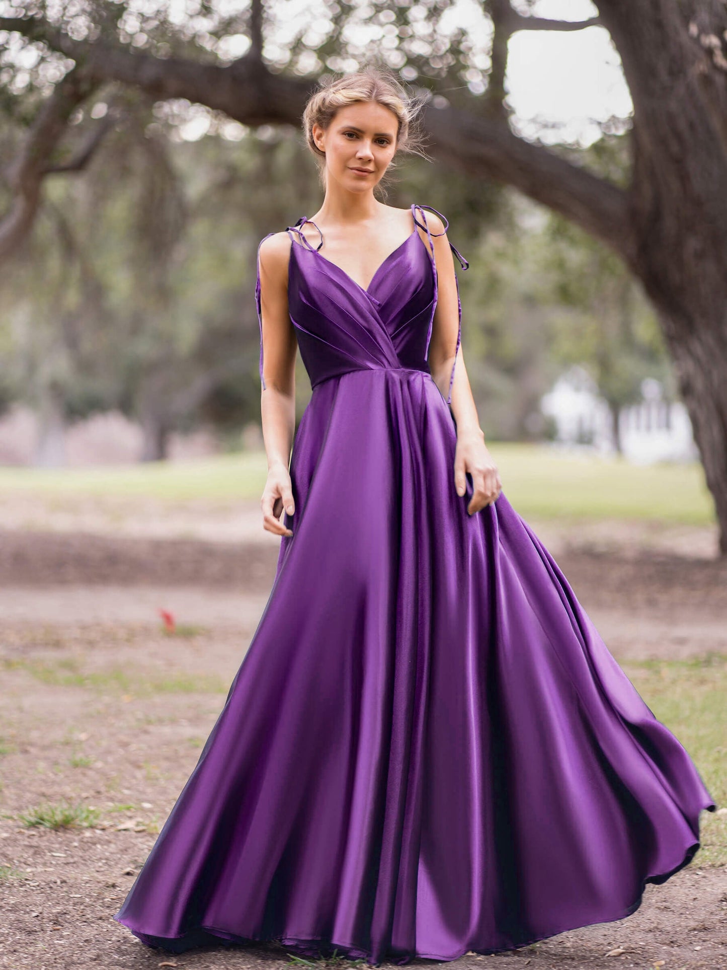 Wrap Satin A-Line Floor Length Evening Dress - Prom Dresses - DYAVOR®